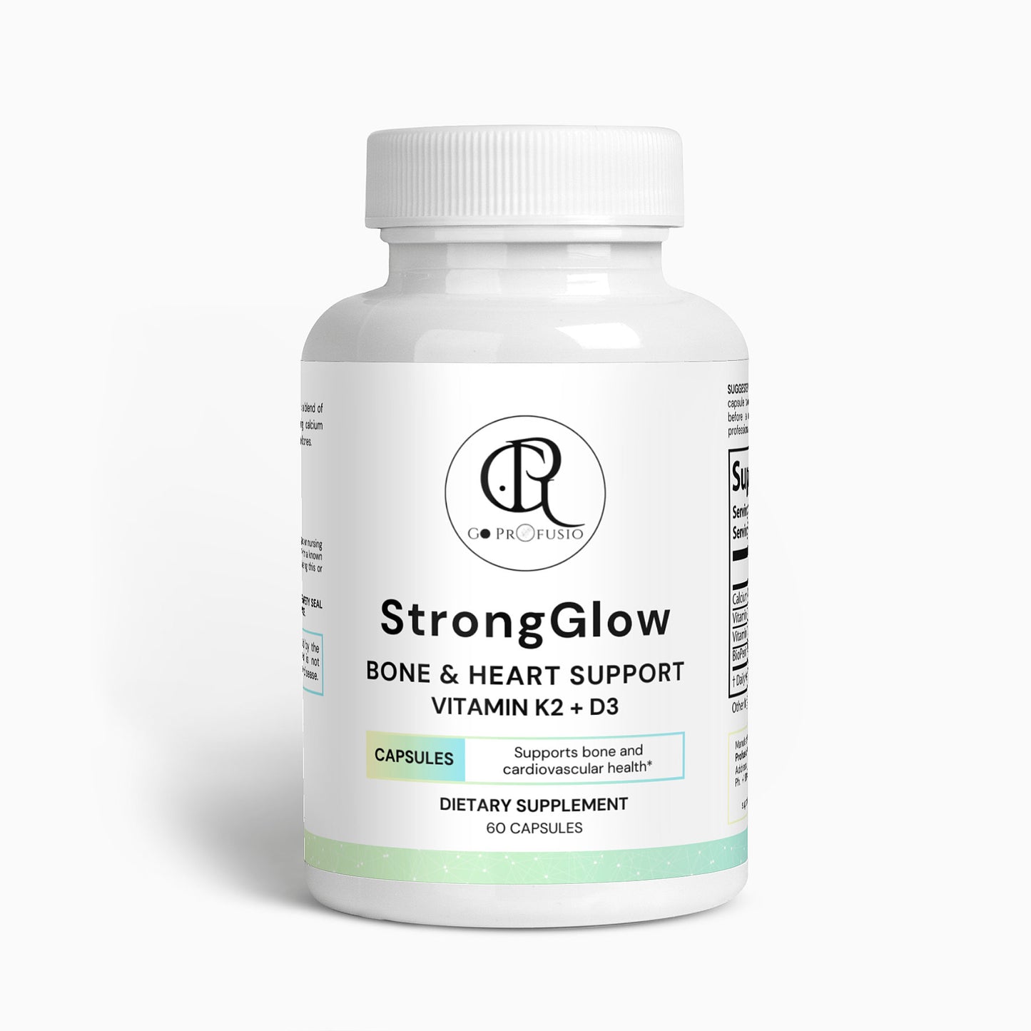 StrongGlow - Bone & Heart Support with Vitamin K2 & D3 - Profusio Global LLC dba GO Profusio