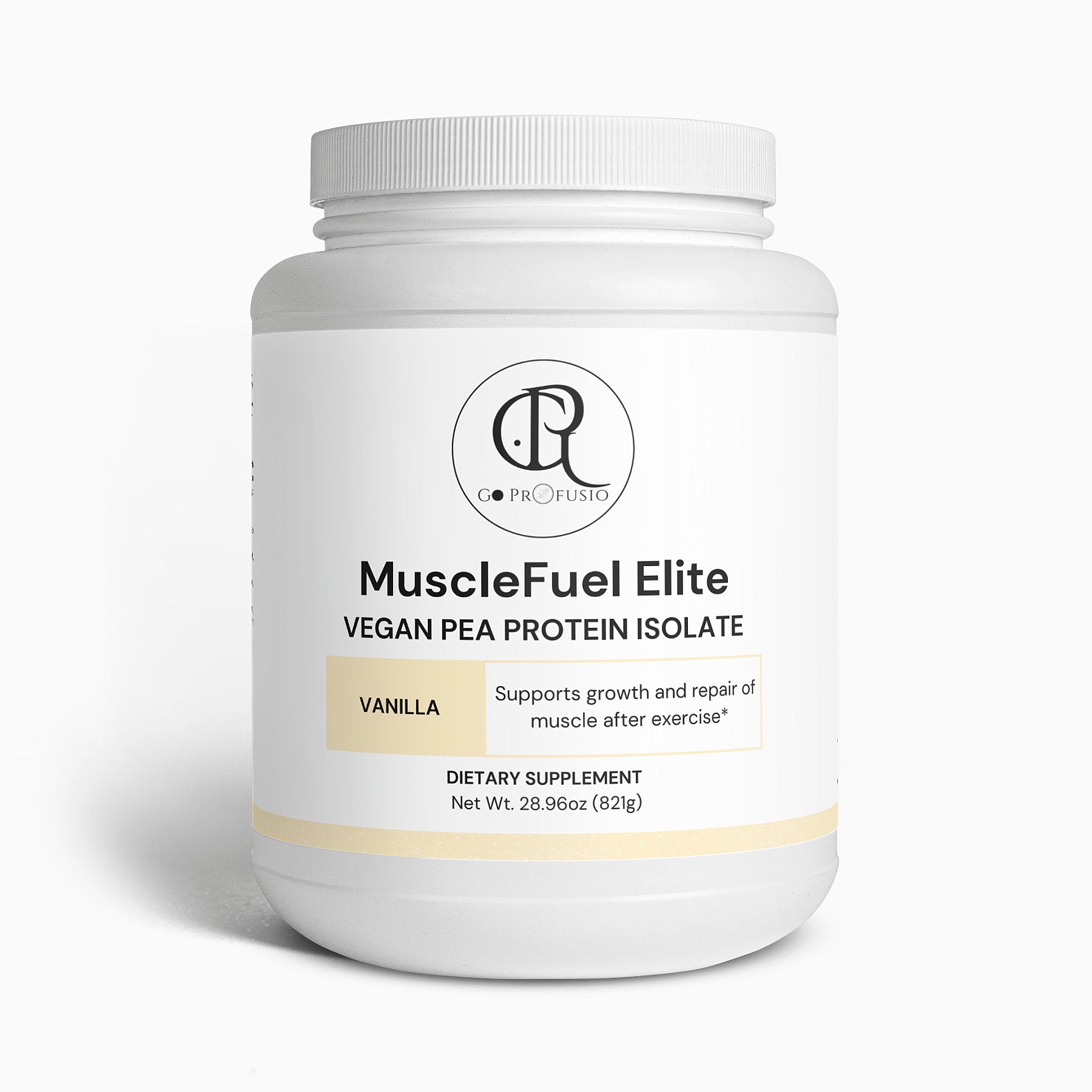 MuscleFuel Elite - Vegan Pea Protein Isolate - Vanilla Flavour - Profusio Global LLC dba GO Profusio