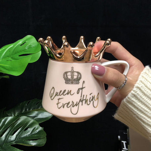 Queen of Everything - Ceramic Coffee Cup with Lid - Profusio Global LLC dba GO Profusio