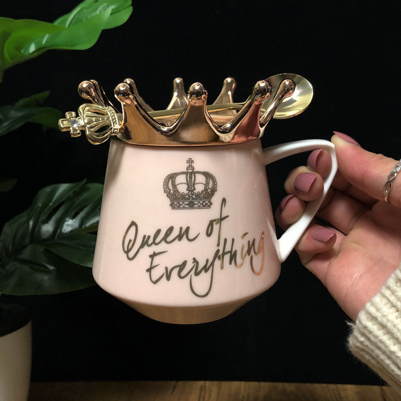 Queen of Everything - Ceramic Coffee Cup with Lid - Profusio Global LLC dba GO Profusio