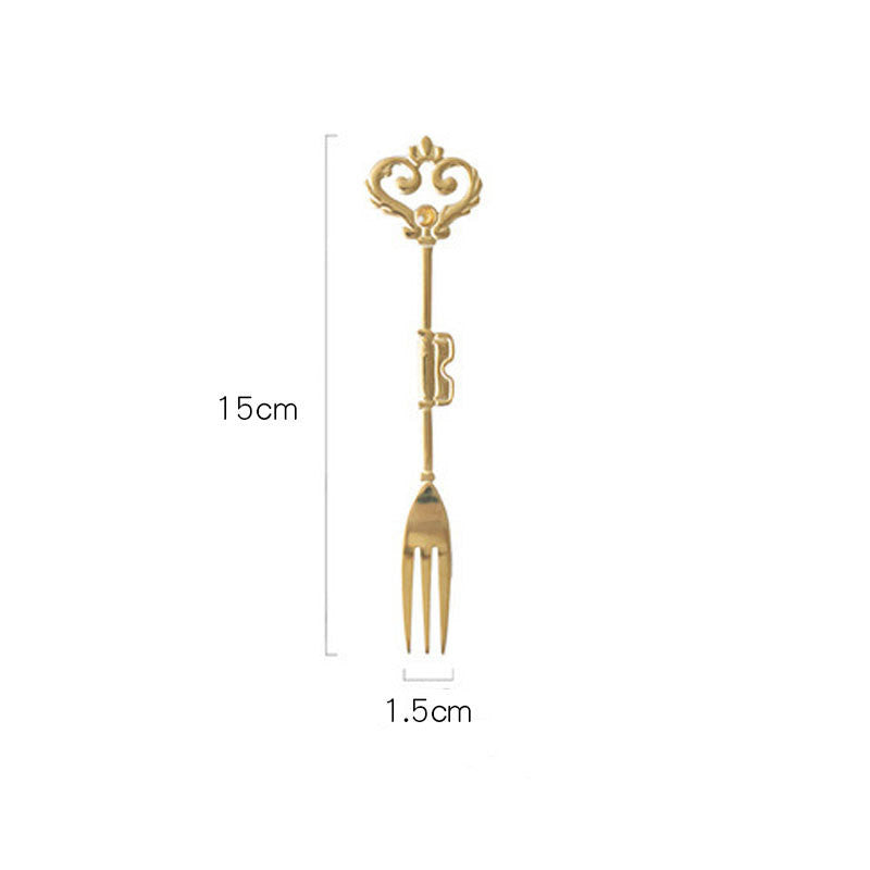 Gold Crown Teapoon & Cake Fork Set - Profusio Global LLC dba GO Profusio